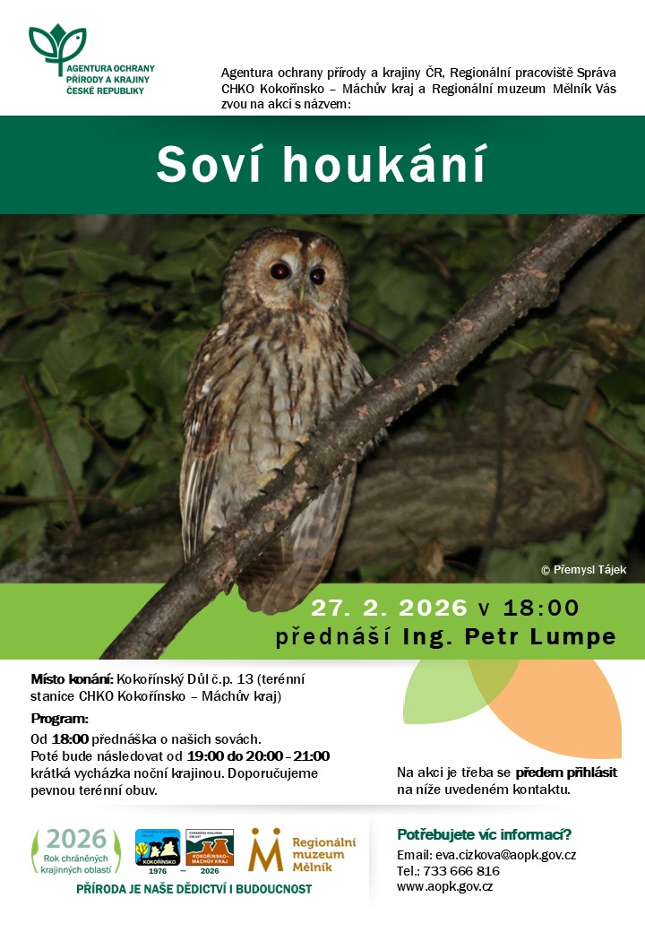 Pozvánka na akci Soví houkání.